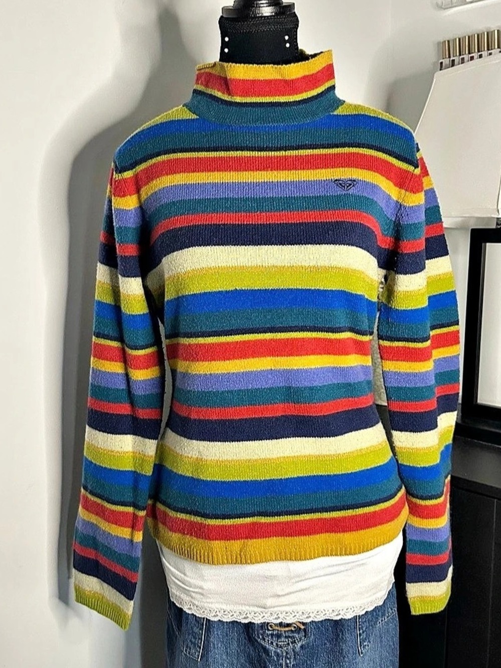 Roxy Women's Striped Mockneck Sweater Size Large